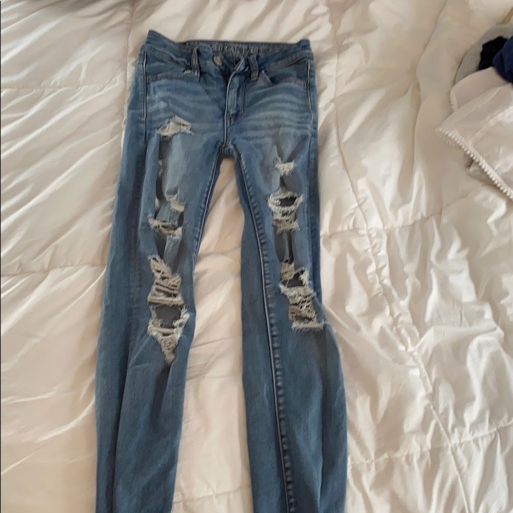 ripped blue jeans